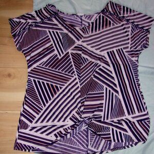 NAIF Abstract Purple and White Blouse